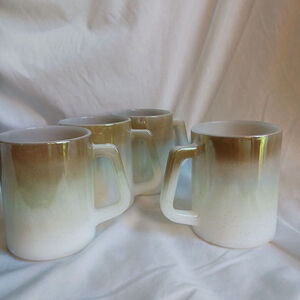 Vintage Federal Mesa Milk Glass Coffee Mug Set of 4